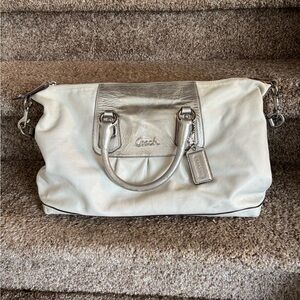 Coach Cream and Silver Satchel